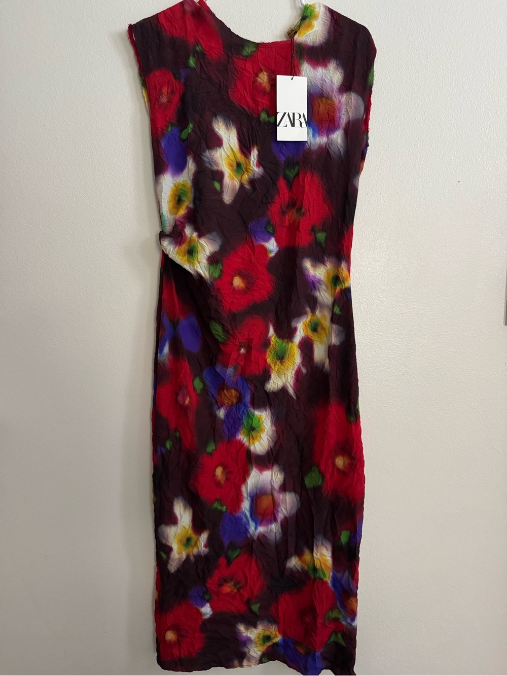 Zara Multicolor Floral Print Dress - Red, Purple & Blue Accents - Picture 1 of 7